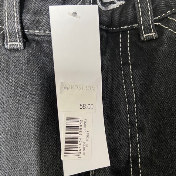 Topshop for Nordstrom black denim carpenter mini skirt, NWT - Picture 5 of 7